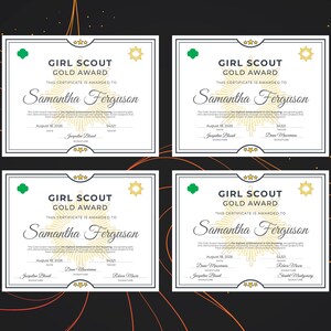 Girl Scout Gold Award Certificate | Printable PDF Template - Etsy