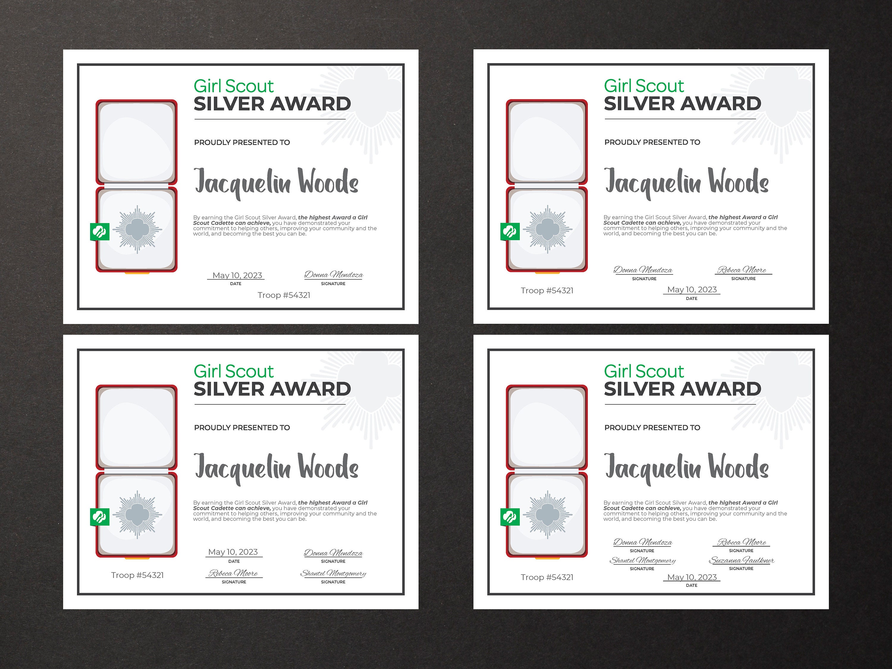 Girl Scout Silver Award Certificate Printable PDF Template - Etsy