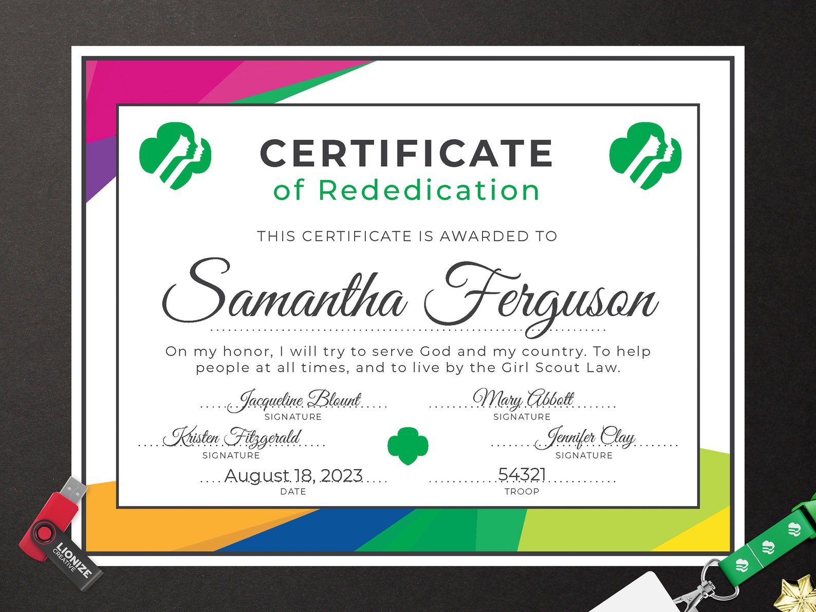 Girl Scout Rededication Certificate Printable PDF Template Etsy Girl Scout Rededication Certificate Printable PDF Template Etsy