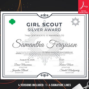 Girl Scout Silver Award Certificate | Printable PDF Template