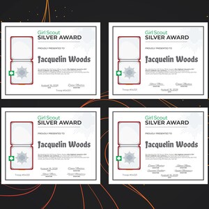 Girl Scout Silver Award Certificate | Printable PDF Template - Etsy