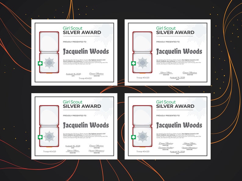 Girl Scout Silver Award Certificate Printable PDF Template - Etsy
