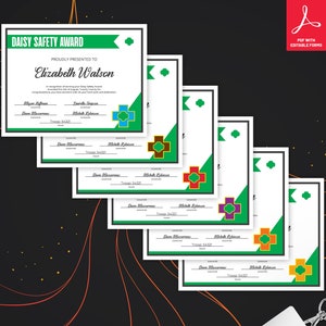 Girl Scout Safety Award Certificate Bundle | Printable PDF Template