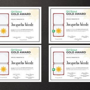Girl Scout Gold Award Certificate Printable PDF Template | Etsy