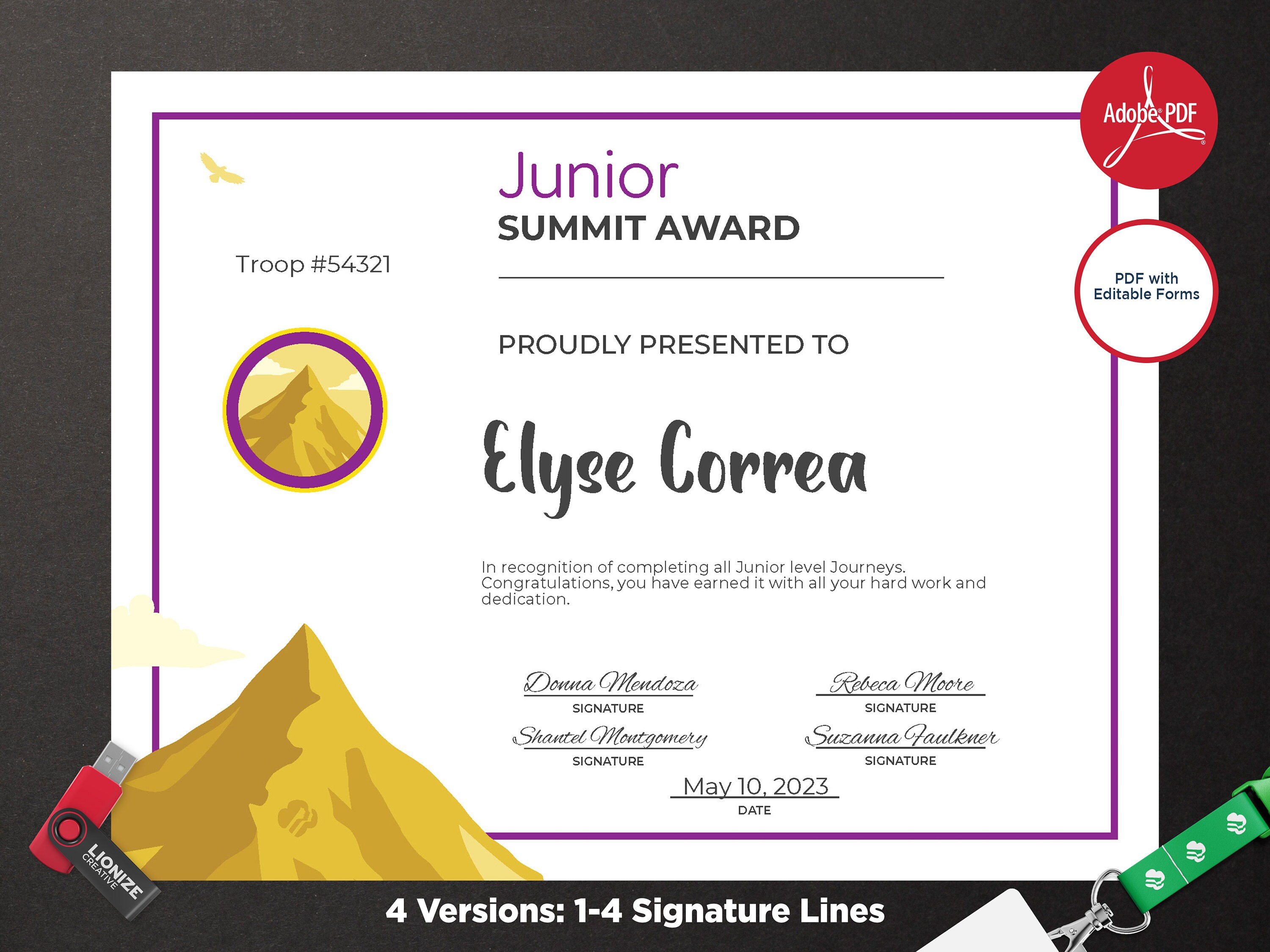 Girl Scouts Junior Summit Certificate PDF Template Etsy