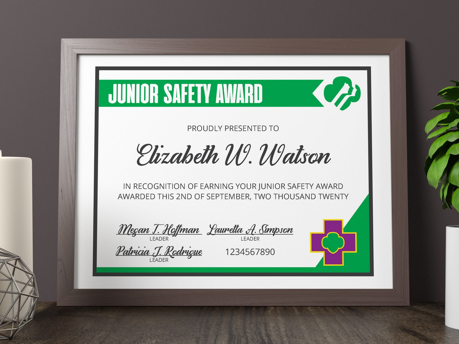 Girl Scout Junior Safety Award Certificate Printable PDF Etsy