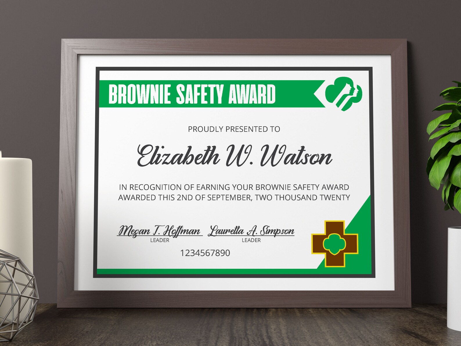 Girl Scout Brownie Safety Award Certificate Printable PDF Etsy