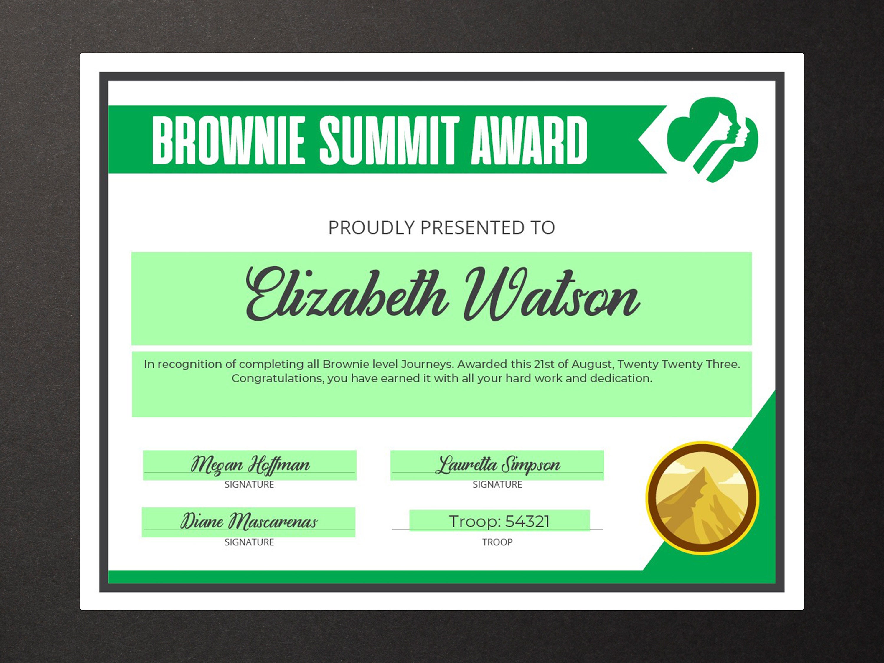 brownie journey summit award