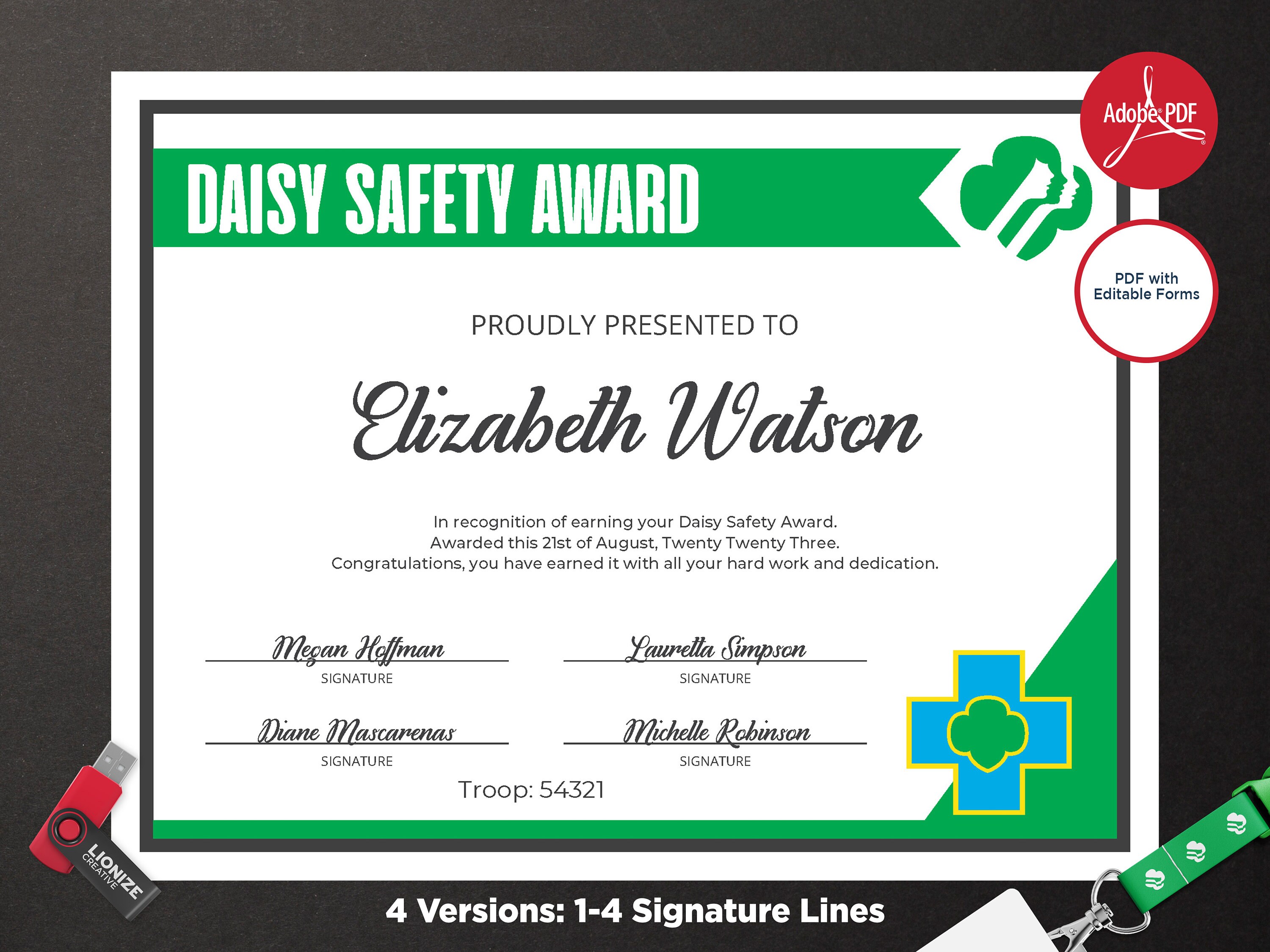 Girl Scout Daisy Safety Award Certificate Printable PDF Etsy