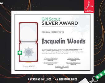 Girl Scout Leader Appreciation Certificate Printable PDF Template - Etsy