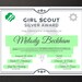 Girl Scout Silver Award Certificate Printable PDF Template - Etsy Canada