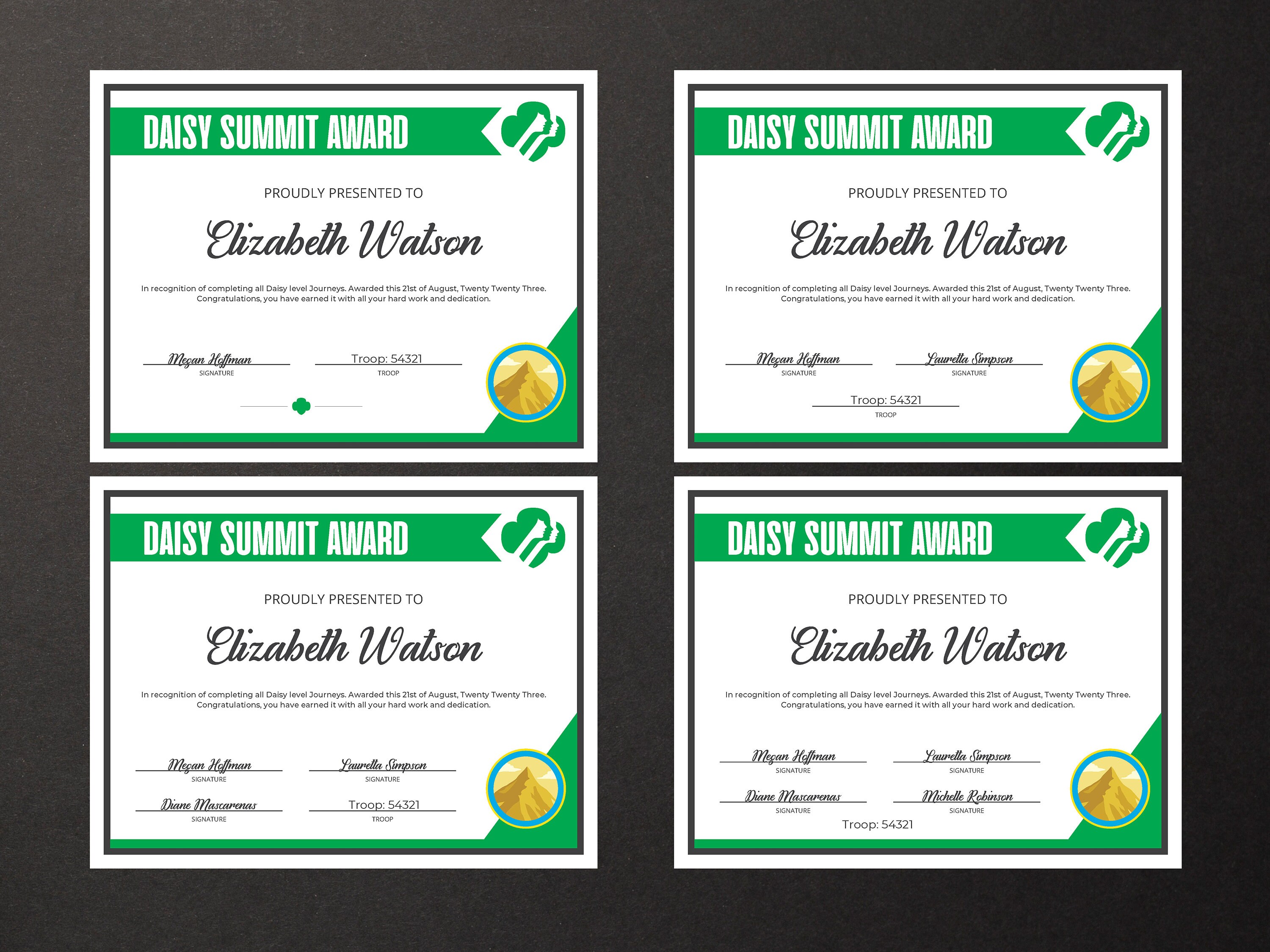 Girl Scout Daisy Summit Award Certificate PDF Template Etsy