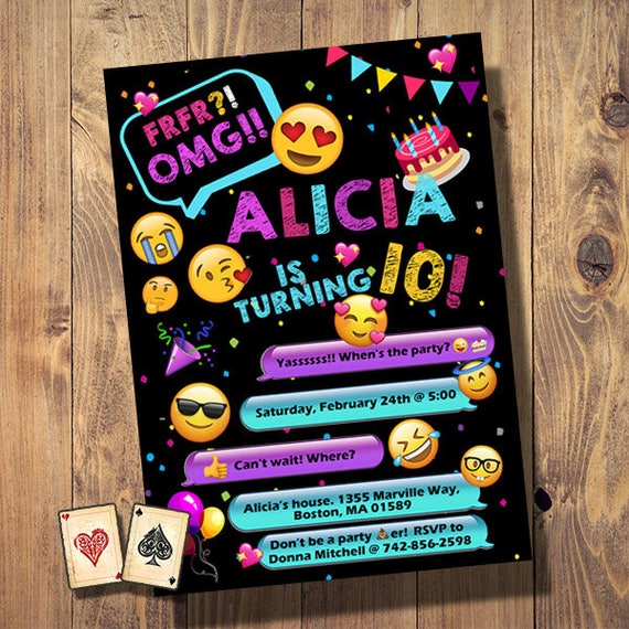 Emoji Invitation Anniversaire Fete Invitations Evite Etsy