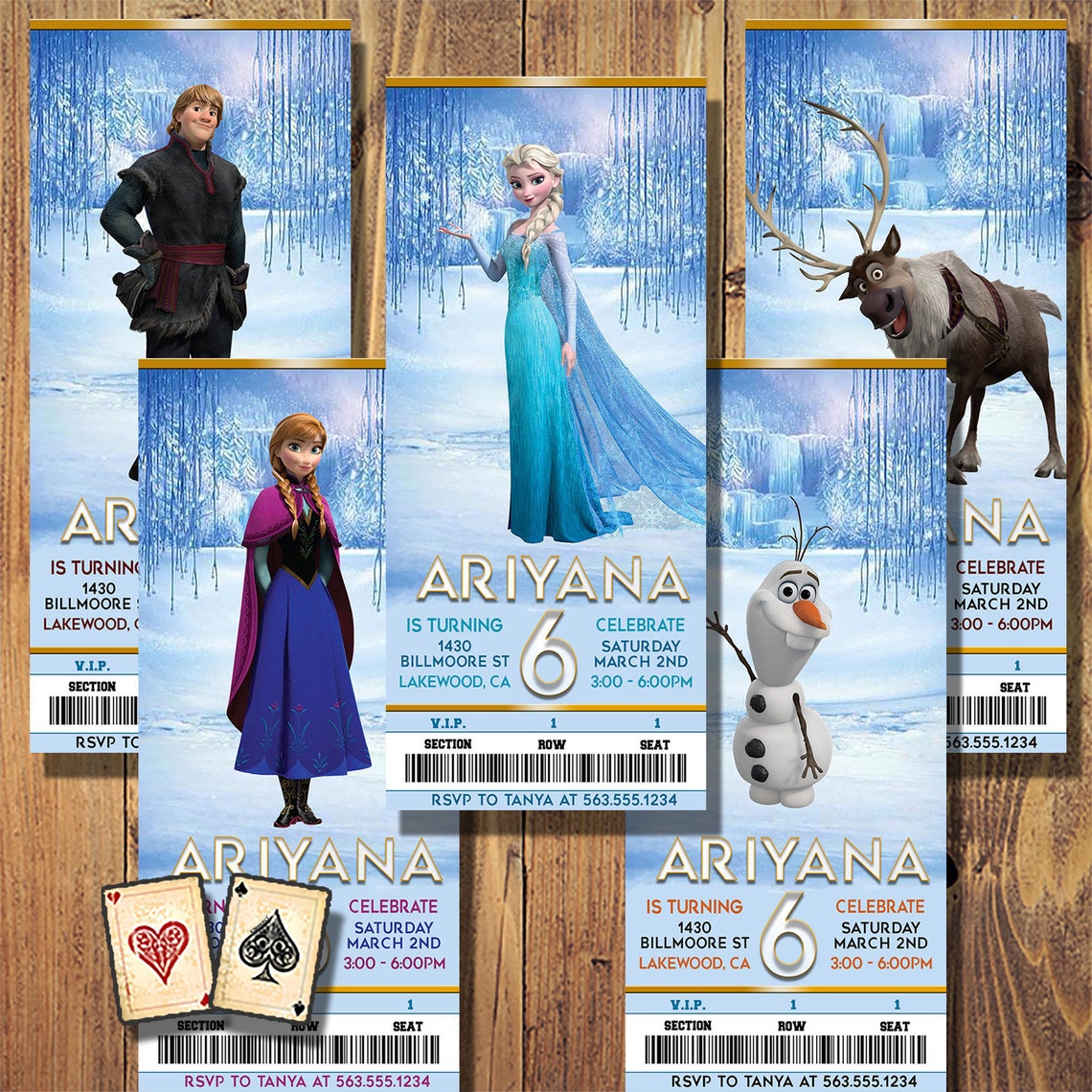 All 5 Designs Frozen Ticket Invitations Frozen Birthday Etsy