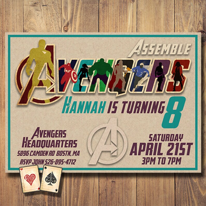 Assemble Avengers Avengers Invitation Superhero Party Hero Etsy