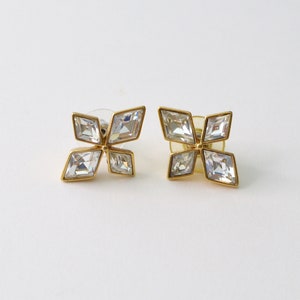 A&S Attwood and Sawyer 22 ct Gold Plated  with Swarovski sparkly crystals  Earrings. Gorgeous. Rare .