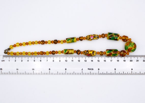 Murano 1930s  Yellow Glass with Foil Beads Neckla… - image 7