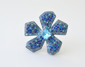 Vintage Givenchy Blue Crystal Flower Design Brooch - Etsy