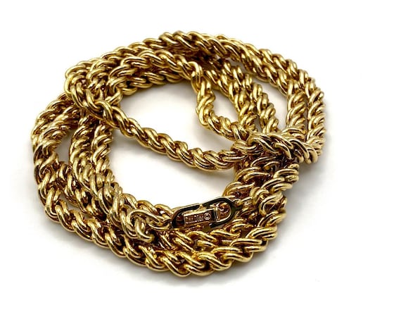Vintage Christian Dior Gold Plated Rope Chain Necklac… - Gem
