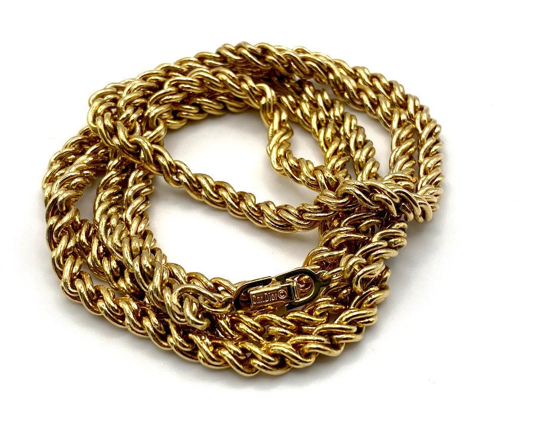アクセサリー christian dior rope chain necklace Buy Vintage Christian Dior Gold Plated Rope Chain Necklace, Signed