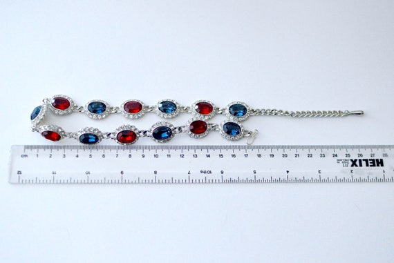 Vintage Faceted Blue Red and Clear Swarovski Glas… - image 8