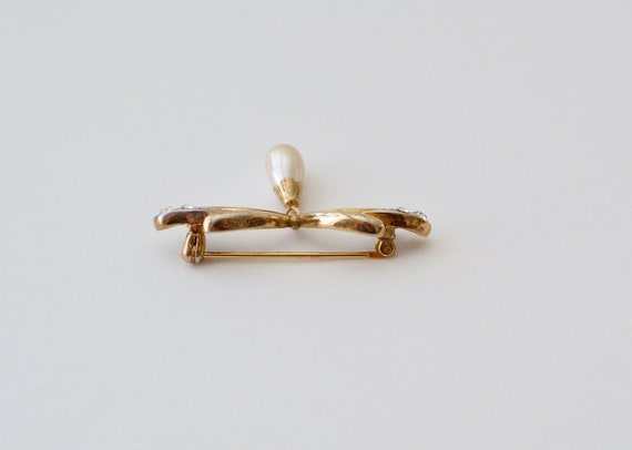 Vintage SILVER Gold plated with Faux Pearl and Cr… - image 4