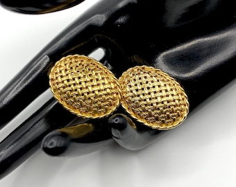Christian Dior Germany Vintage  Gold Plated Large Earrings in original box . Rare . Signed. Designer. Collectible. Timeless. Classic.