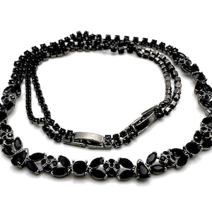 Monet Vintage Black glass crystals beads Choker Necklace. Gorgeous.Elegant. Signed. Timeless. Designer. Stylish.