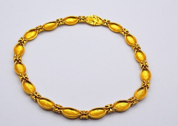 Vintage Faux Jewel Gold Plated Choker Necklace wi… - image 7