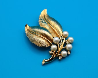 希少】1940年代 トリファリ 王冠 ブローチ 赤カボション ヴィンテージ