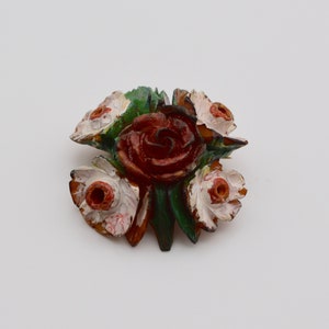 Bakelite Vintage Butterscotch Carved Flowers Brooch/Pin. Beautiful. Rare.