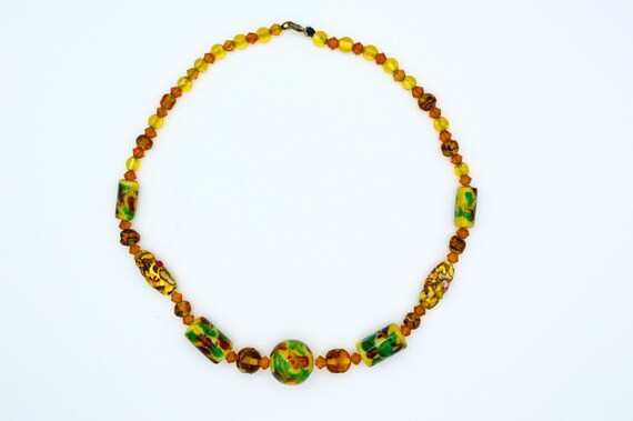 Murano 1930s  Yellow Glass with Foil Beads Neckla… - image 3