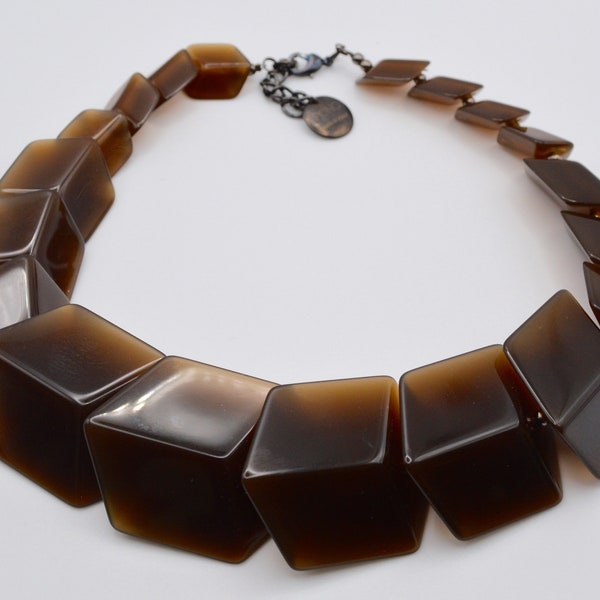 PONO by Joan Goodman Massive Italian Charcoal  Resin  Asymmetrical Necklace