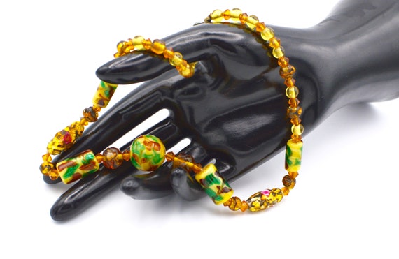 Murano 1930s  Yellow Glass with Foil Beads Neckla… - image 5