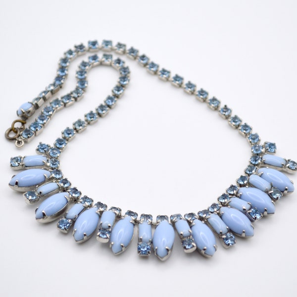 Vintage 1950s Pale Blue Glass Choker Necklace . Unusual.Gorgeous.Rare.