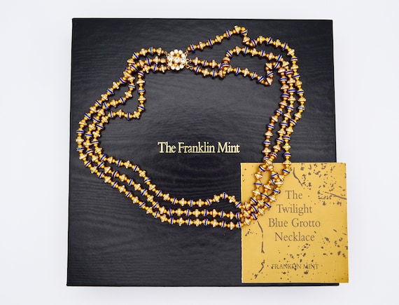 Vintage Franklin Mint Twilight Blue Grotto Necklace, Sapphire Crystal