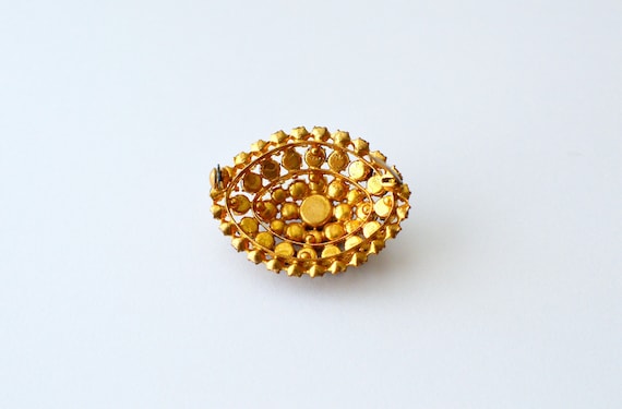 Vintage 1930s Czech Oval Brooch with Ruby Red Gla… - image 2