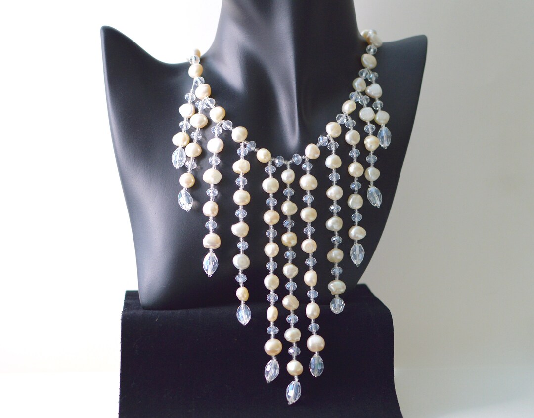 Buy Vintage Freshwater Pearls and Austrian Crystals Waterfall Wedding  Rare Gorgeous Elegant Beautiful and Unique Online in  India