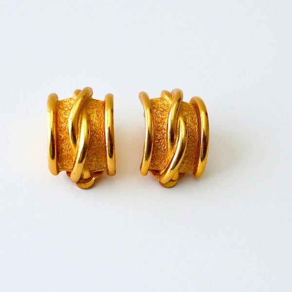 Orena Paris Authentic Vintage Designer Gold plated  Clip on Earrings .Signed.Gorgeous . Rare.