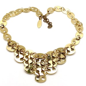 PACO RABANNE Złoty łańcuszek z ogniwami w kształcie krążków, designerski naszyjnik typu choker. Podpisany. Piękny. Rzadki. Oryginalny vintage.