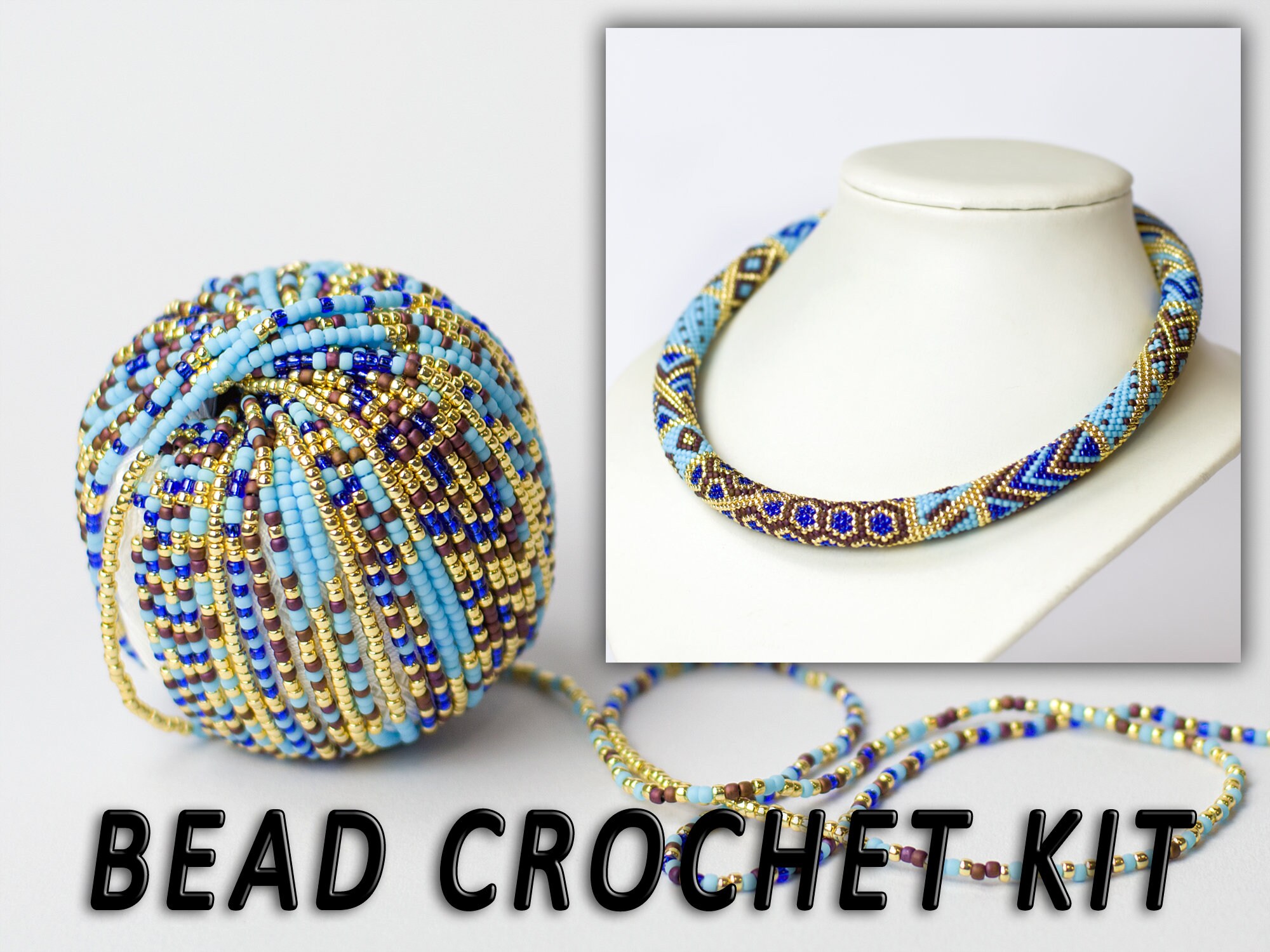 Jewelry making kit Bead crochet kit Modern necklace Patchwork Etsy