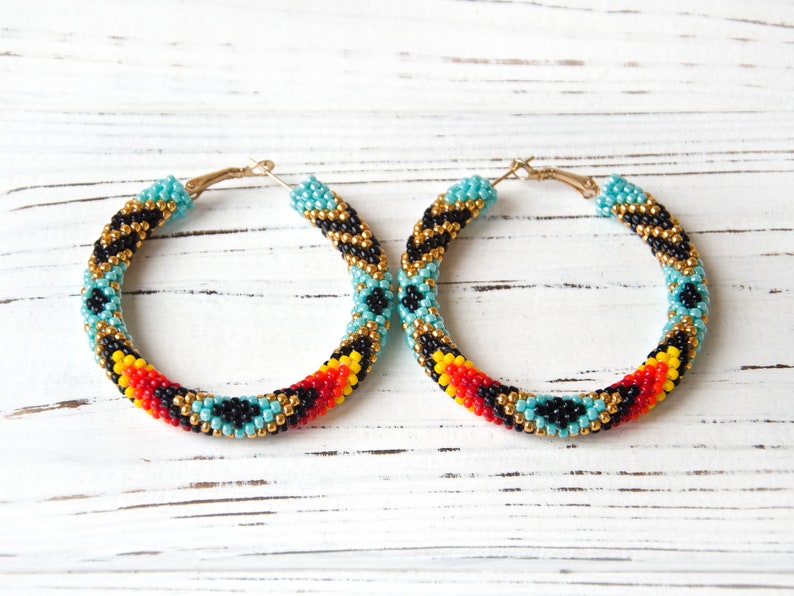 Bead crochet kit hoop earrings Diy kit quarantine Seed bead Etsy