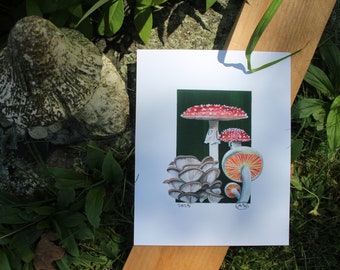 Mushroom Painting Prints, Mushroom art