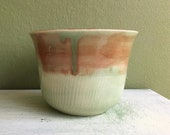 Green planter, orange planter, ceramic planter, aloe vera planter, modern planter, housewarming gift