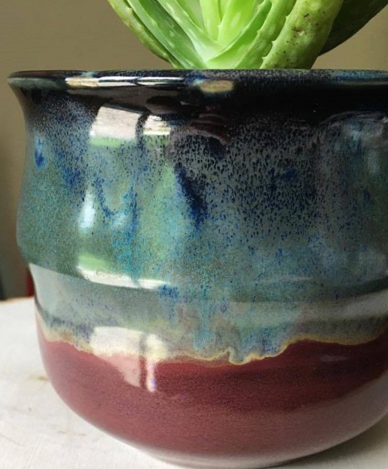 aloe planter Ceramic planter succulent pot drainage hole purple planter blue planter gray planter
