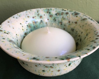 candle holder, ceramic dish, small bowl, ceramic candle holder, tea light candle holder, green ceramic pot