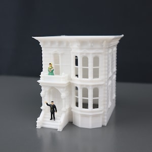 Small Miniature Victorian #1 Italianate Row House N-Scale 1:160 Assembled/Built by Gold Rush Bay