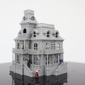 Small Gray Miniature N-Scale Victorian #4 Mansion Assembled Haunted House by Gold Rush Bay