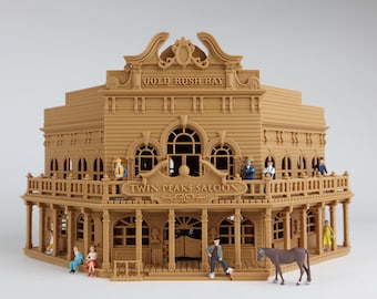 Miniatura Old West nº 1 Salão/Hotel Pronto para Construção Interiores em Escala HO Inclusos Marrom