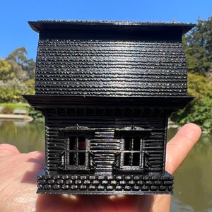 Miniature #38 Black N-Scale Munster House Victorian Mansion Built Assembled image 5